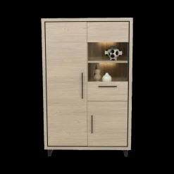 Ygo Eetkamer LATINA: Dressoir + Glaskast + Eettafel 220x120 + 4x Stoelen CLAUDIA Chicago Truffle| Woon- En Eetkamers