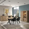 Ygo Eetkamer TREVOR: Dressoir + Glaskast + Tafel + 4 Stoelen LISSONI zwart| Woon- En Eetkamers