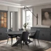 Ygo Eetkamer WINSTON: Dressoir + Glaskast + Tafel Ovaal 230x120 + 4 stoelen LISSONI Zwart| Woon- En Eetkamers