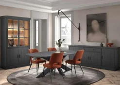 Ygo Eetkamer WINSTON: Dressoir + Tafel Ovaal 230x120 + 4 stoelen ALICE Copper| Woon- En Eetkamers