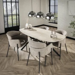 Ygo Eettafel CEZANNE Deens Ovaal Keramiek Travertin 180x90| Eettafels