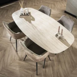 Ygo Eettafel CEZANNE Deens Ovaal Keramiek Travertin 180x90| Eettafels
