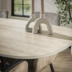 Ygo Eettafel CEZANNE Deens Ovaal Keramiek Travertin 180x90| Eettafels