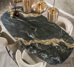 Ygo Eettafel DELANO Deens Ovaal 180x90 Keramiek Zwart| Eettafels