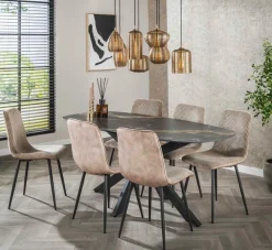 Ygo Eettafel DELANO Deens Ovaal 180x90 Keramiek Zwart| Eettafels