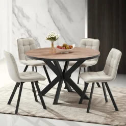 Ygo Eettafel DELPHINE Ø120 Sterpoot Zwart| Eettafels