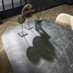 Ygo Eettafel ENRICO Marmerlook Zwart 180x90| Eettafels
