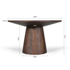 Ygo Eettafel MARANZA Ø130 Mangohout Bruin| Eettafels