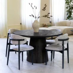 Ygo Eettafel MARANZA Ø130 Mangohout Zwart| Eettafels