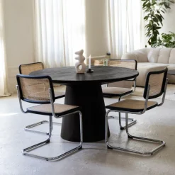 Ygo Eettafel MARANZA Ø130 Mangohout Zwart| Eettafels