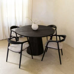 Ygo Eettafel MARANZA Ø130 Mangohout Zwart| Eettafels