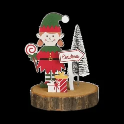 Ygo Figuur Elf Hout/Groen/Rood Ass.| Kerst