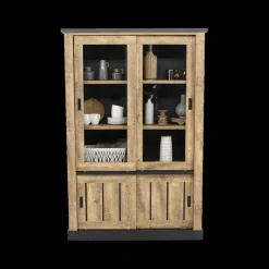 Ygo Glaskast KAMIEL Industrial Oak| Vitrinekasten