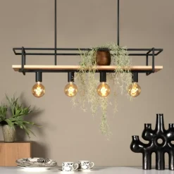 Ygo Hanglamp MILONGA Met. Zwart/Hout| Hanglampen