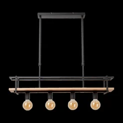 Ygo Hanglamp MILONGA Met. Zwart/Hout| Hanglampen