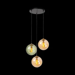 Ygo Hanglamp MONSARAZ 3Del. Glas Groen/Amber| Hanglampen