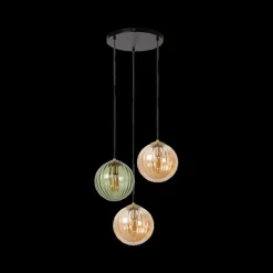 Ygo Hanglamp MONSARAZ 3Del. Glas Groen/Amber| Hanglampen