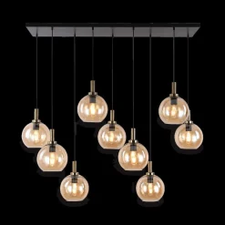 Ygo Hanglamp OSIRA 9Del. Zwart/Glas Amber| Hanglampen