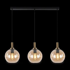 Ygo Hanglamp OSIRA 3Del. Zwart/Glas Amber| Hanglampen
