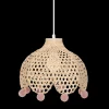 Ygo Hanglamp POMPON Bamboe Naturel/Roze| Decoratieve Accessoires|Kinderverlichting