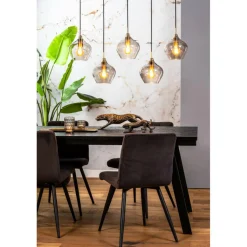 Ygo Hanglamp RAKEL 5Del. Ant. Brons/Glas Smoke| Hanglampen