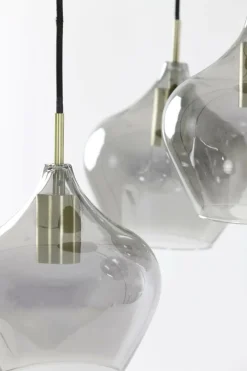 Ygo Hanglamp RAKEL 5Del. Rnd Ant. Brons/Glas Smoke| Hanglampen