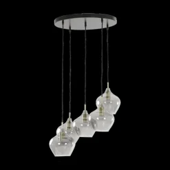Ygo Hanglamp RAKEL 5Del. Rnd Ant. Brons/Glas Smoke| Hanglampen