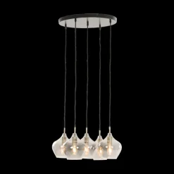 Ygo Hanglamp RAKEL 5Del. Rnd Ant. Brons/Glas Smoke| Hanglampen