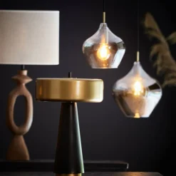 Ygo Hanglamp RAKEL L Ant. Brons/Glas Smoke| Hanglampen
