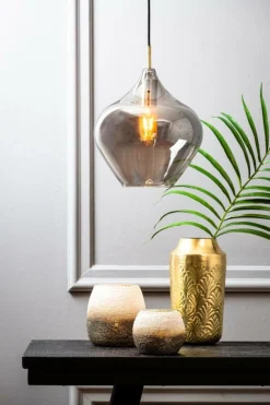 Ygo Hanglamp RAKEL XL Ant. Brons/Glas Smoke| Hanglampen
