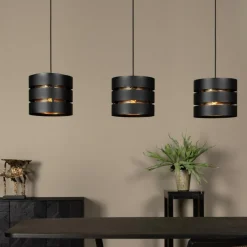 Ygo Hanglamp ROSAS 3Del. Lang Zwart/Goud| Hanglampen