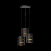 Ygo Hanglamp ROSAS 3Del. Rond Zwart/Goud| Hanglampen