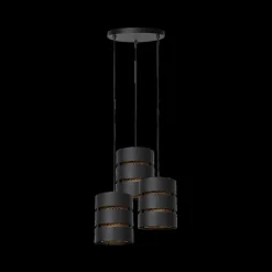 Ygo Hanglamp ROSAS 3Del. Rond Zwart/Goud| Hanglampen