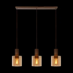 Ygo Hanglamp TOLEDO 3Del. Koper/Glas Amber| Hanglampen
