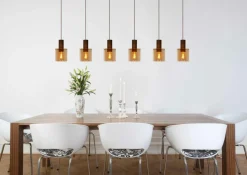Ygo Hanglamp TOLEDO 3Del. Koper/Glas Amber| Hanglampen