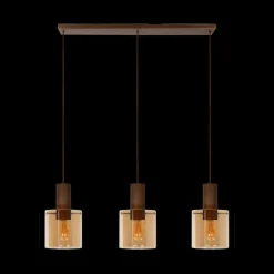 Ygo Hanglamp TOLEDO 3Del. Koper/Glas Amber| Hanglampen