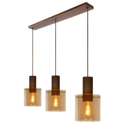 Ygo Hanglamp TOLEDO 3Del. Koper/Glas Amber| Hanglampen