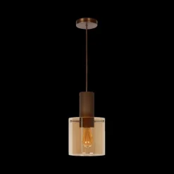 Ygo Hanglamp TOLEDO 1Del. Koper/Glas Amber| Hanglampen