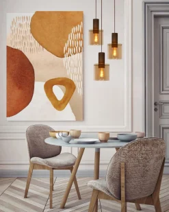 Ygo Hanglamp TOLEDO Rond Koper/Glas Amber| Hanglampen