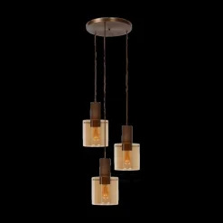 Ygo Hanglamp TOLEDO Rond Koper/Glas Amber| Hanglampen