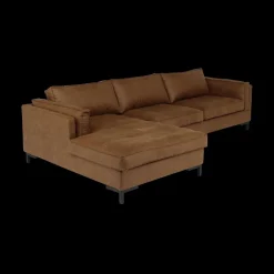 Ygo Hoeksalon AXEL Longchair Links Cognac| Hoeksalons