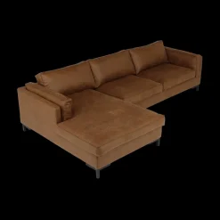 Ygo Hoeksalon AXEL Longchair Links Cognac| Hoeksalons