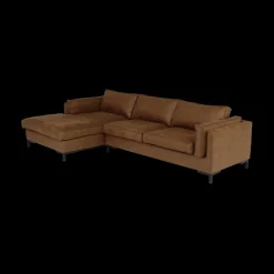 Ygo Hoeksalon AXEL Longchair Links Cognac| Hoeksalons