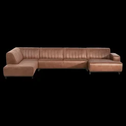 Ygo Hoeksalon PASTEL Longchair Links Cognac| Hoeksalons