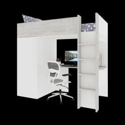 Ygo Hoogslaper incl. bureau/kleerkast LEVI White| Slaapkamer|Bedden