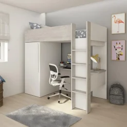 Ygo Hoogslaper incl. bureau/kleerkast LEVI White| Slaapkamer|Bedden