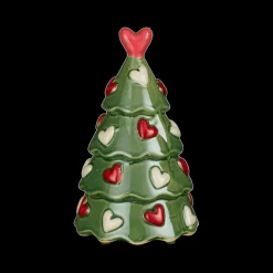 Ygo Kerstboom CORSIN Hartjes Keramiek Wit/Groen Ass.| Kerst