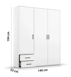 Ygo Kleerkast EDVIN Wit B140| Draaideurkasten
