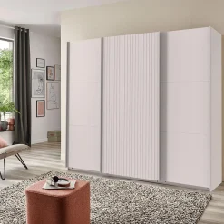 Ygo Kleerkast GERONA Wit/Latten Wit B250| Schuifdeurkasten