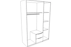Ygo Kleerkast HUVAR Plankeneiche/Graphite B135| Jeugdkamerkasten|Kleerkasten